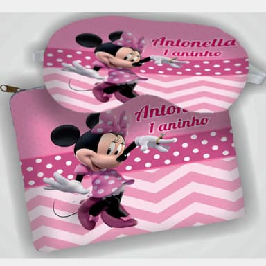 Kit Necessaire e Mascara Dormir personalizada para lembrancinhas da Minnie