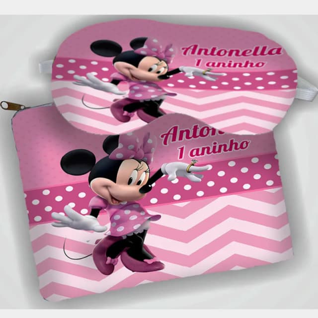 Kit Necessaire e Mascara Dormir personalizada para lembrancinhas da Minnie