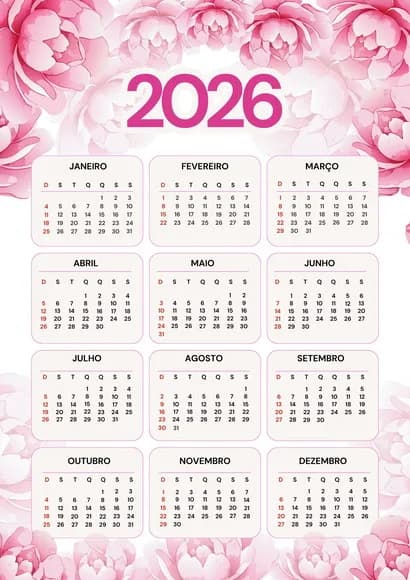 Calendário A4 de Parede