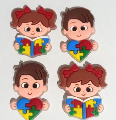 Aplique Menina e Menino Símbolo Autismo - 6 Unidades