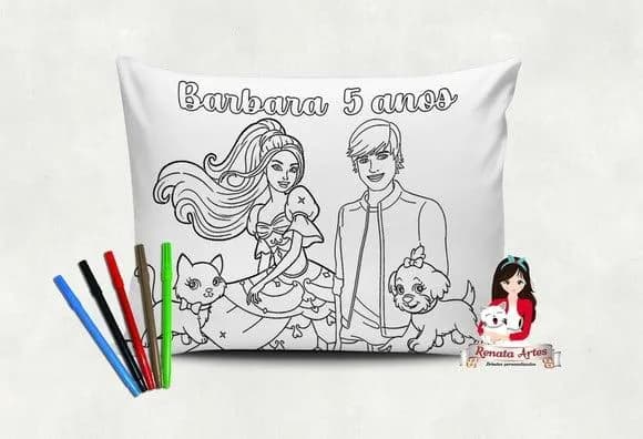 Almofada Pinte e Lave Barbie Nova