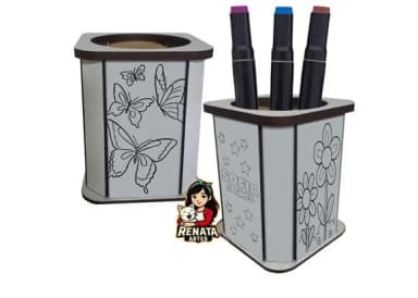 Porta Lápis para Colorir Jardim