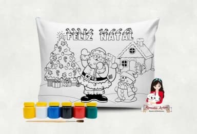 Almofada com Tinta para Colorir Natal