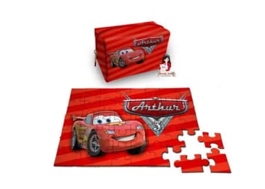 Necessaire Box com Quebra Cabeças Carros