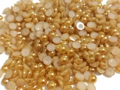 Meia Pérola Lisa Dourada 6mm - Pacotes com 200 Unidades