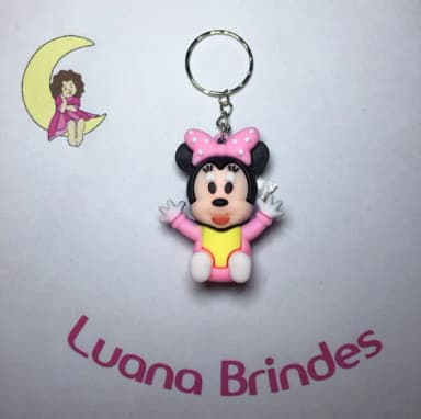 Chaveiro Minnie Baby de Emborrachado 3d Pct C/2 Unidades