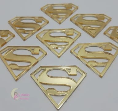 Aplique Símbolo Superman Acrílico Espelhado Dour-pct C/6 Uni