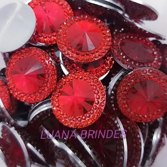 Chaton Vermelho Redondo - 18mm - pct c/50 unidades