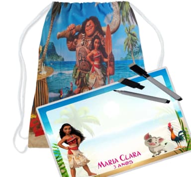 Kit Mochila e Lousa Magica Personalizada da Moana