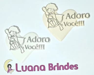 Coração Cupido adoro Você Acrílico Injetado - 5 Peças