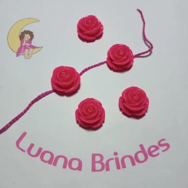 Flor Pink com Furo Passante 1,8cm 10 Unidades