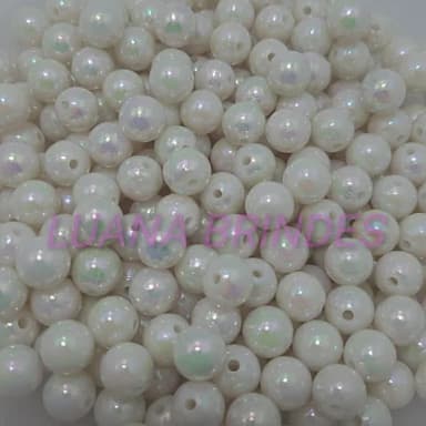 Pérola ABS Irisada Cor Creme - 10mm - pacote c/100 unidades