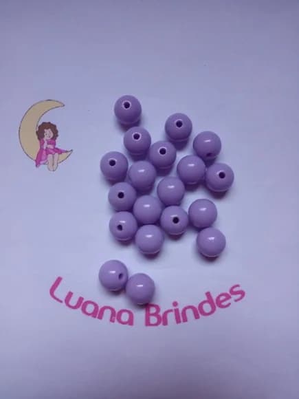 Bolinha Plástica Leitosa Lilás Passante 10mm Pct 100 Unidad