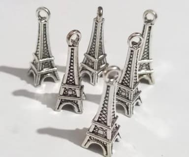 Pingente Torre Eiffel Prata - 10 Unidade