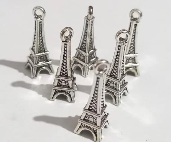 Pingente Torre Eiffel Prata - 10 Unidade