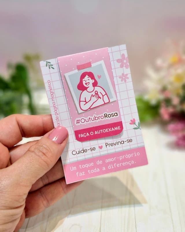 Marcador Página Magnético - Outubro Rosa