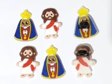 Ponteira P/lápis Jesus e Nossa Senhora Pacote com 6 Unidades