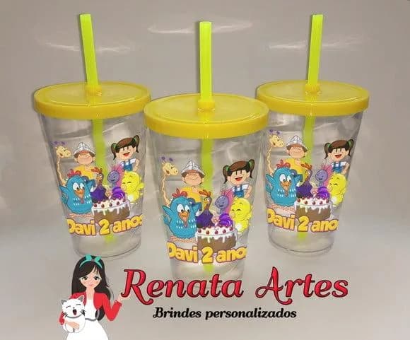 Copo com Canudo 500ml Galinha Pintadinha