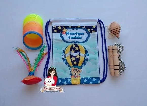 Mochila Boa Infância Personalizada Tema Urso Baloeiro
