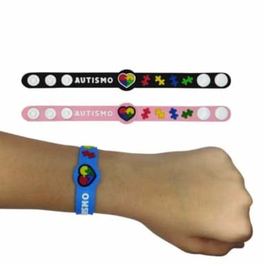 Pulseira Adulto Modelo Autismo 22cm Emborrachado Pct 3 Unids