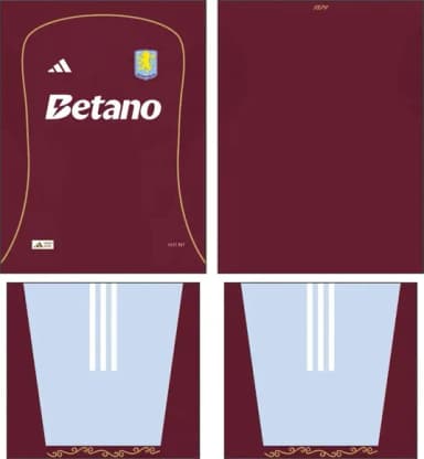 Arte Vetor Camisa Aston Villa Local 2025-2026