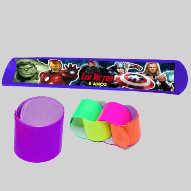 Pulseira Bate e Enrola Personalizada dos Vingadores