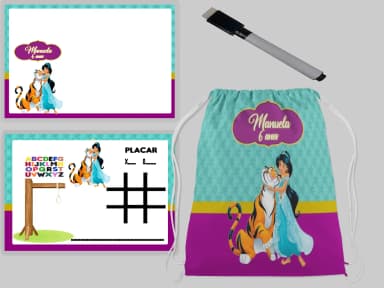 Kit Mochila e Lousa Magica para lembrancinhas Bda Jasmine