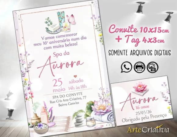 Convite Digital C/tag Spa Aquarela