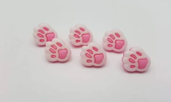 Aplique Botão de Patinha Rosa de 1,3cm - 20 unidades