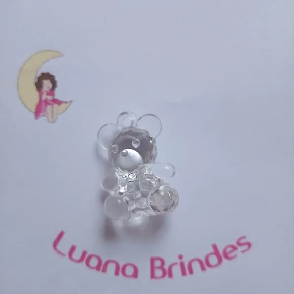 Ursinho Pingente Transparente Acrílico 3,5cm Pct 7 Unidades
