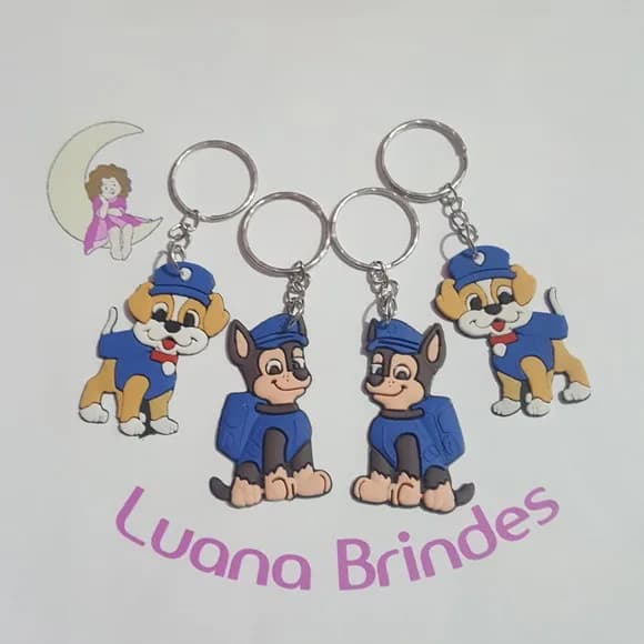 Chaveiro Cachorro Patrulha Borracha Pct 4 Unidades Variados