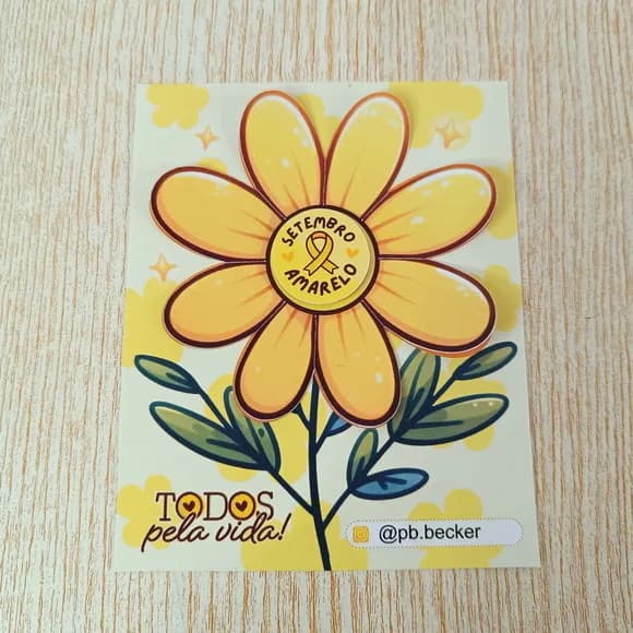 Card Pétala com Moeda de Chocolate Setembro Amarelo