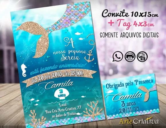 CONVITE DIGITAL C/TAG Sereia 8