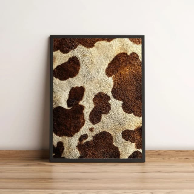 Quadro Decorativo com Estampa de Vaca Marrom e Bege 1681