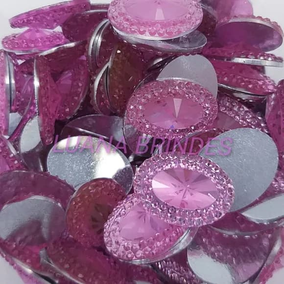 Chaton Rosa Oval - 13mm x 18mm - pct c/50 unidades