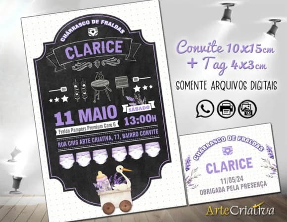 Convite Digital C/tag Chá de Bebê com Churrasco