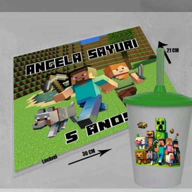 Kit Jogo Americano Sousplat personalizado Minecraft