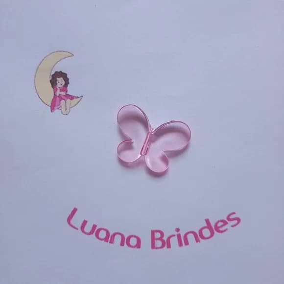 Borboleta de Acrílico Rosa Passante 2,5cm Pct 20 Unids