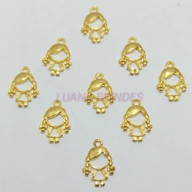 Pingente Menininha em Metal Dourado - pct c/15 unidades