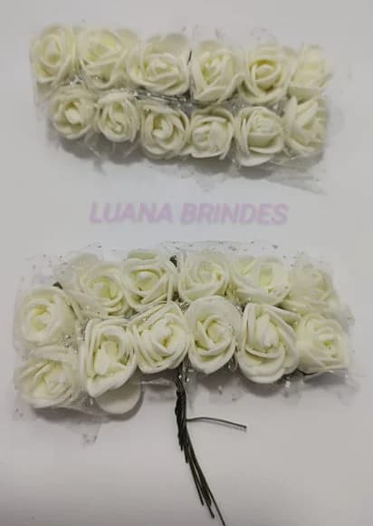 Buquê Flores de EVA Creme 2 Unidades com 12 Flores Cada