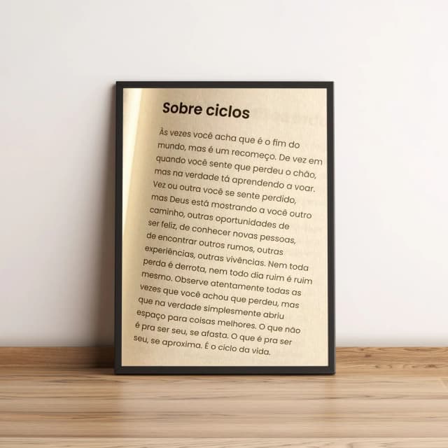 Quadro Sobre Ciclos com Texto Inspirador 2566
