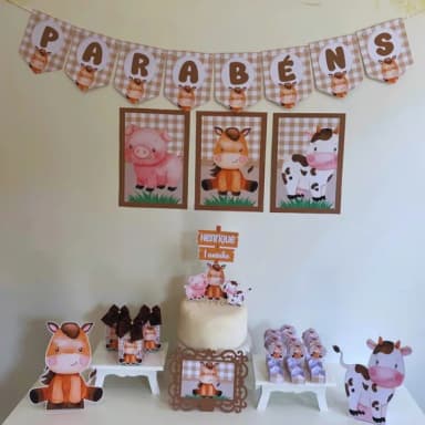 Kit Mesversário Fazendinha Personalizados - Só Um Bolinho