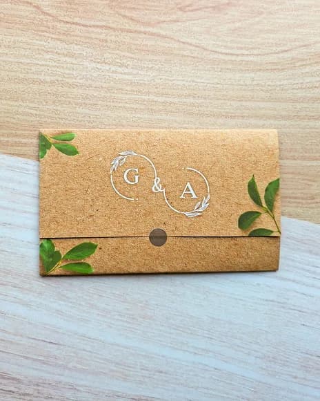 Convite de Casamento Kraft com Texto Branco
