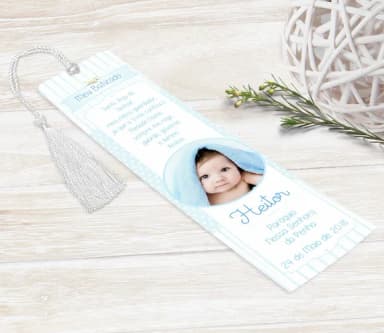 Santinho / Marcador Livro Personalizado com a Foto do Bebê