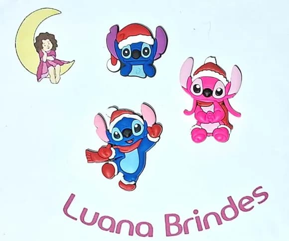Aplique Stitch Natal Emborrachado Pacote com 6 Unidades
