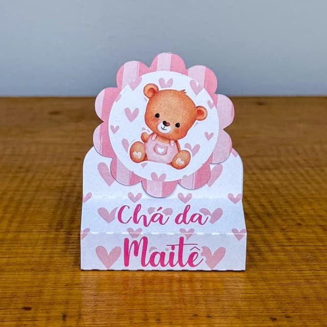 PEGUE E MONTE - Porta Bis Duplo Personalizados URSINHO ROSA - Decoração de Festa | Lembrancinhas | Aniversário | Personalizados