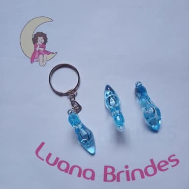Chaveiro Sapatinho Acrílico Azul 3,5cm Pct 10 Unidades