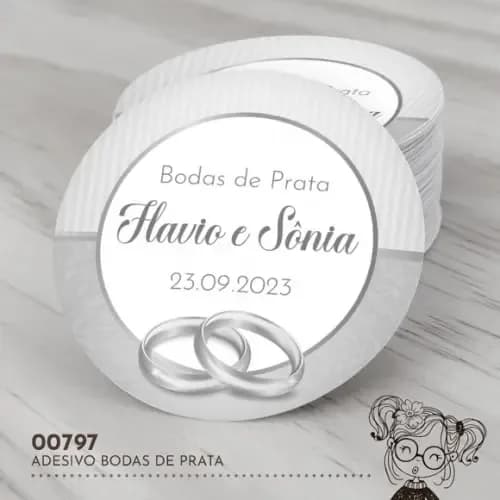 Adesivo Redondo Bodas de Prata - 00797
