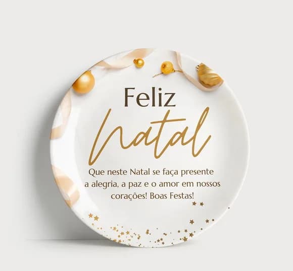 Prato Decorativo de Natal: Mensagem de Amor e Paz