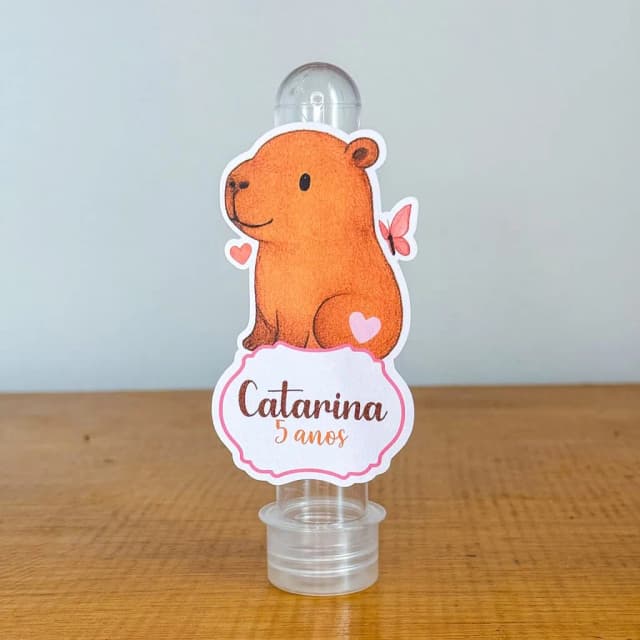 Apliques para Tubetes Personalizados CAPIVARA MENINA - Decoração de Festa | Lembrancinhas | Aniversário | Personalizados